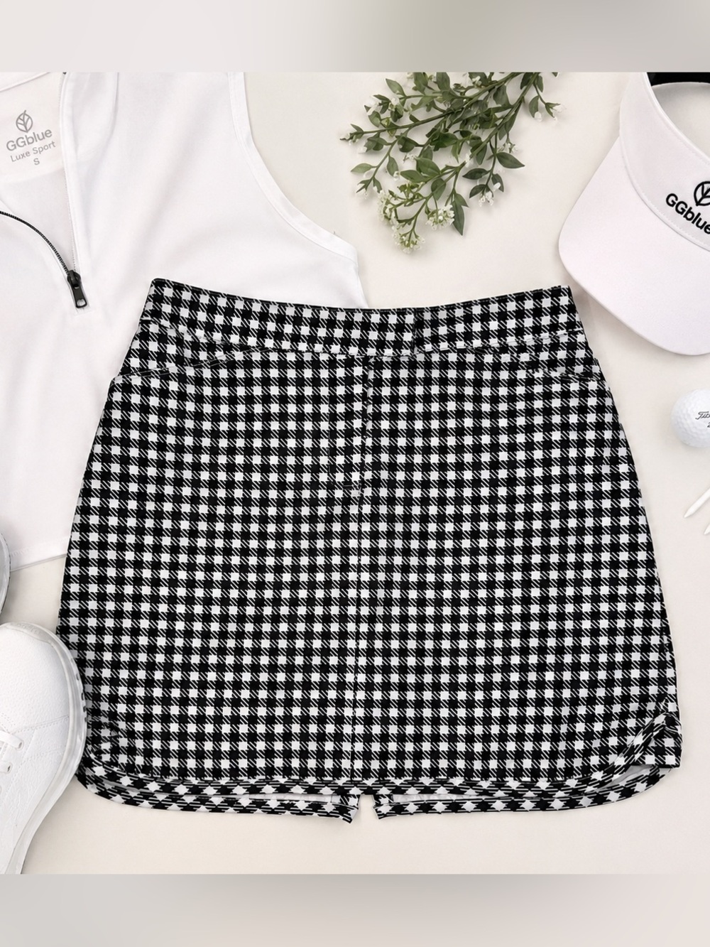 GGblue Houndstooth Golf/Tennis Skort Size 6 NWT Black White Athletic Skirt